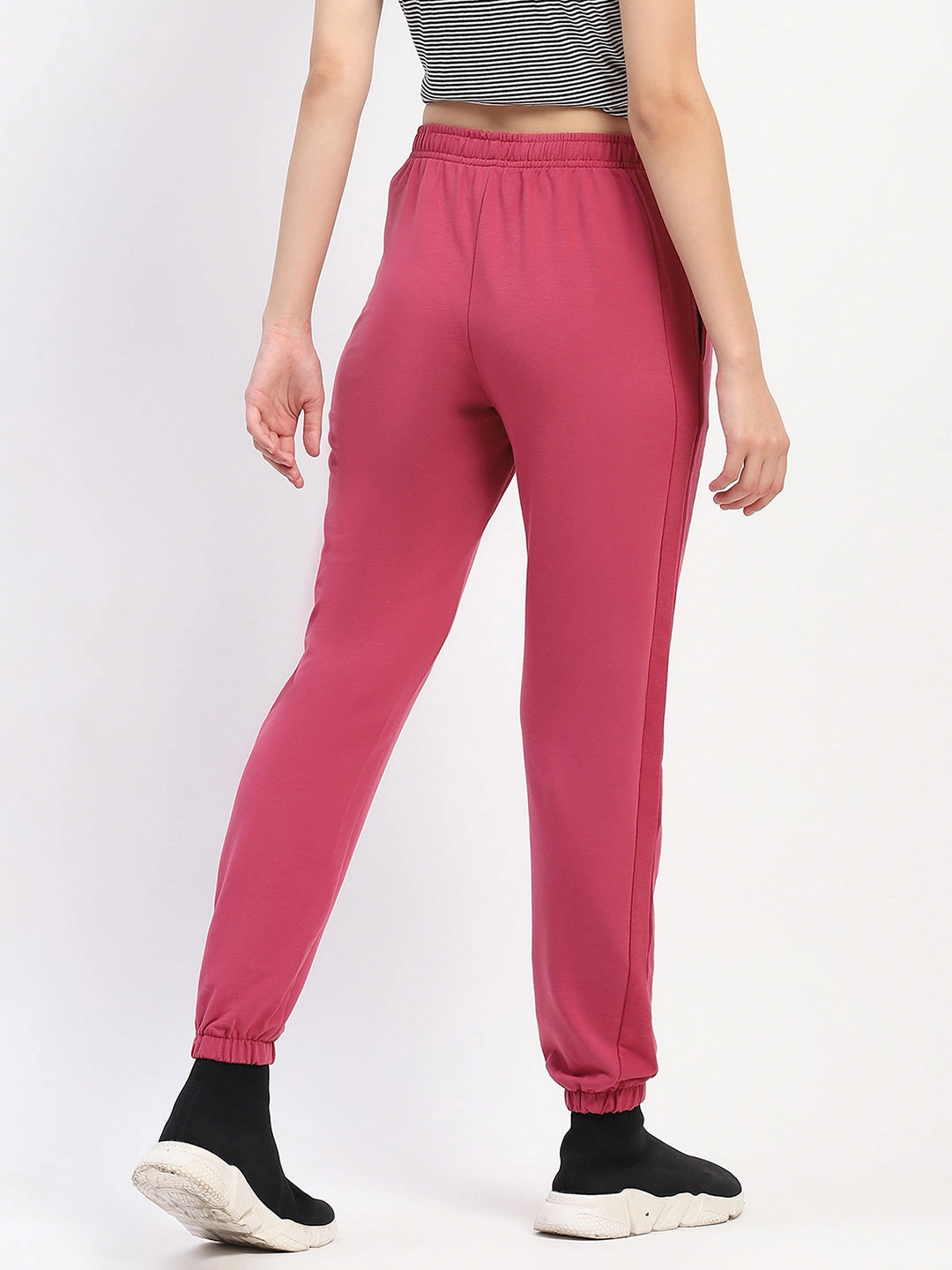 Functional fashion wear Cozy Stretch Fit mSECRET Typography Print Pleated Dusty Pink Track Bottoms