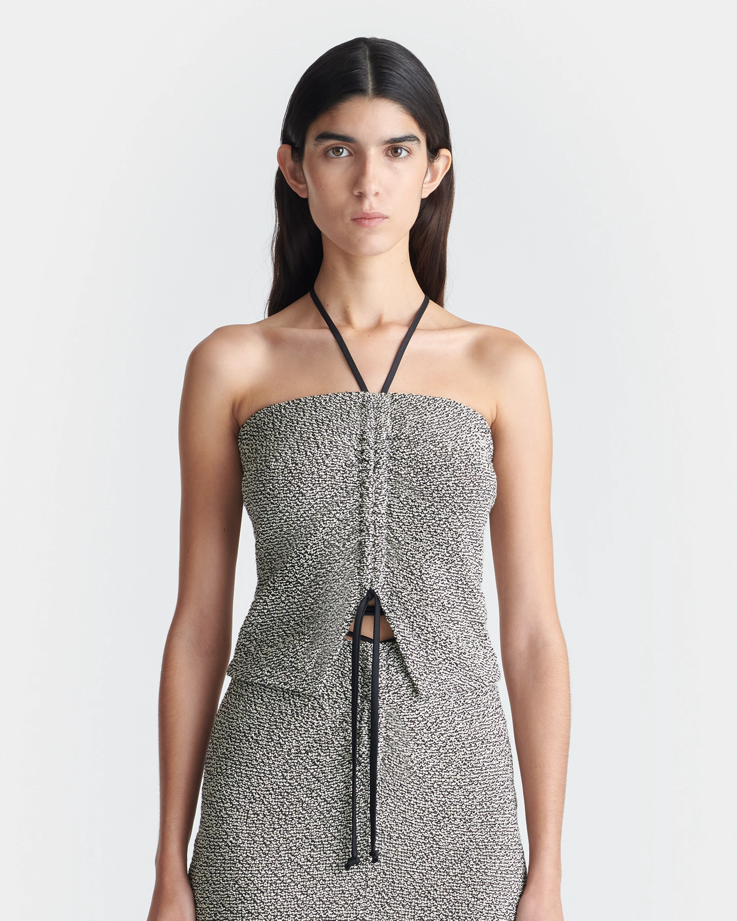 Soraia - Loopback Cotton Top - Black/Creme Mouline Ergonomic Shoulder Shape