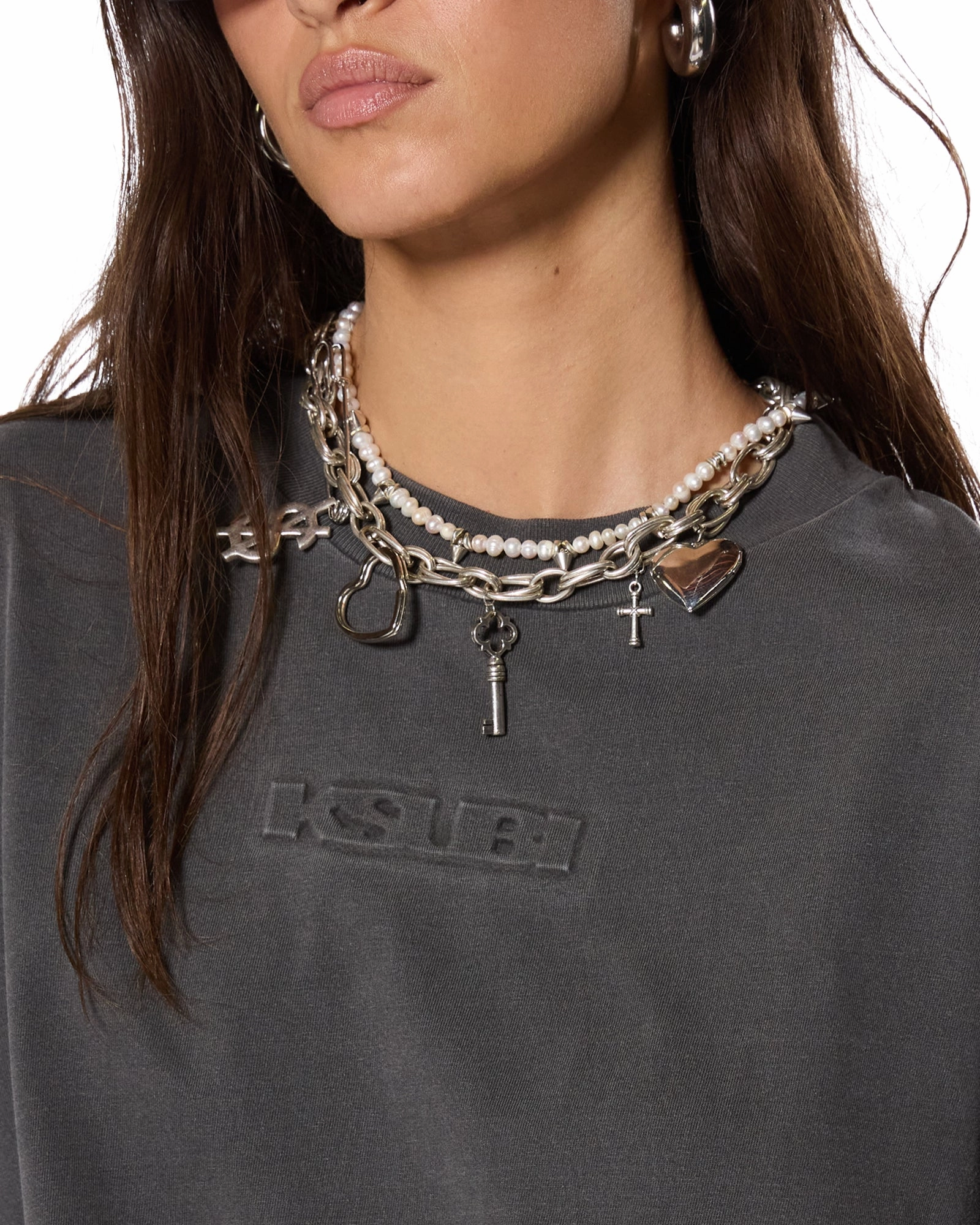 Flexible Knit Fabric SOTT BOYFRIEND LS TEE CHARCOAL