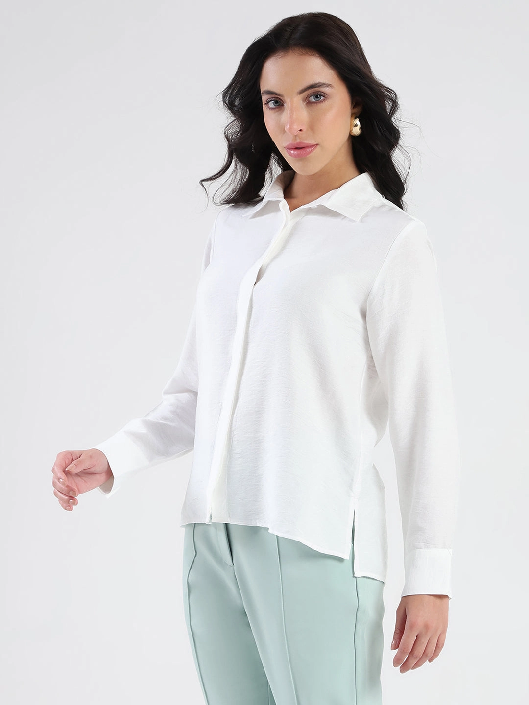 Advanced Moisture Management Madame White Rayon Blend Shirt