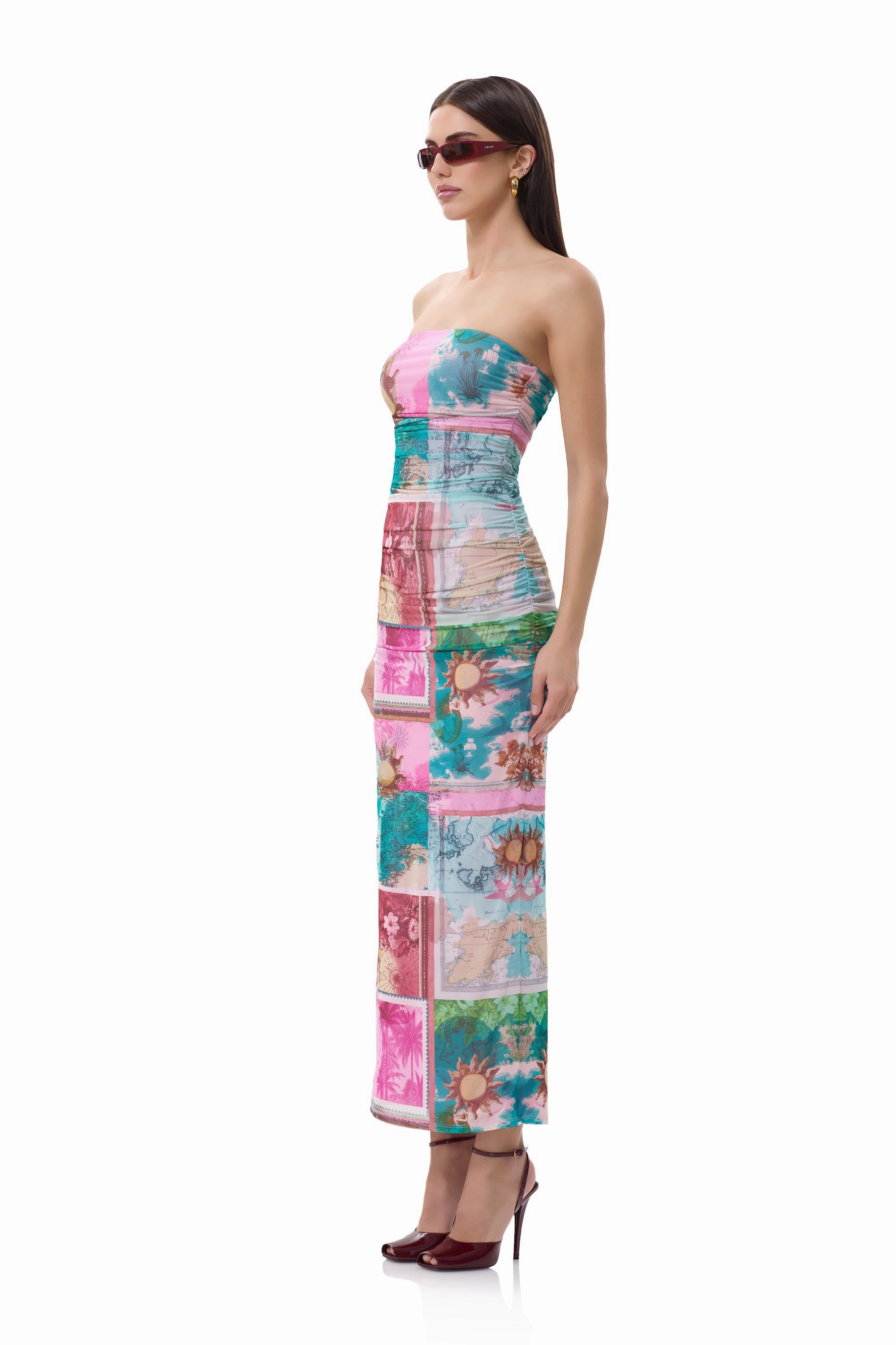 Front-Slit Vibrant Tone Marlo Dress - Tropic Postcard