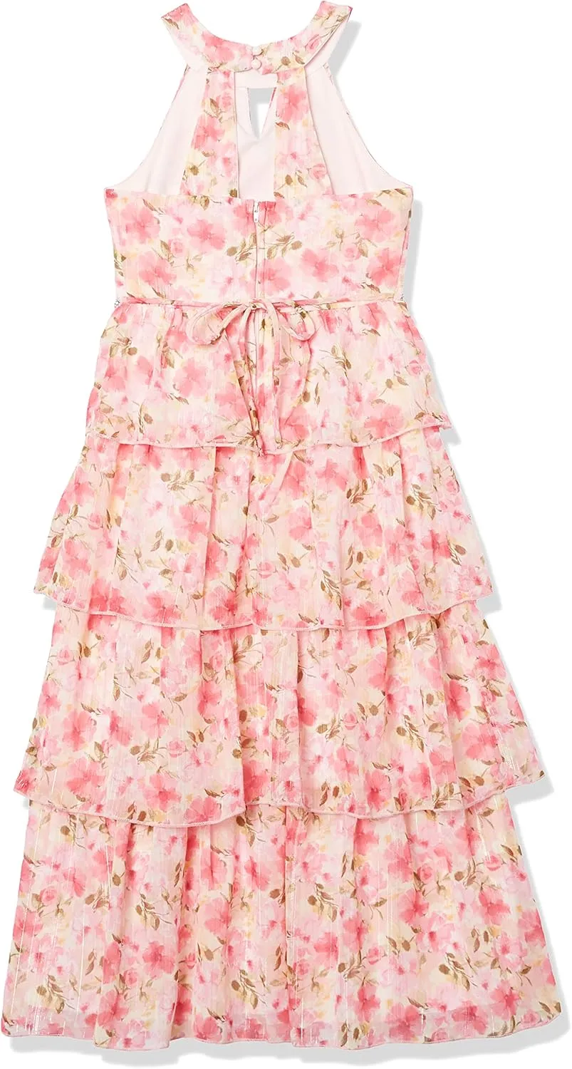 Speechless Girls' Full Length Tiered Ruffled Dress