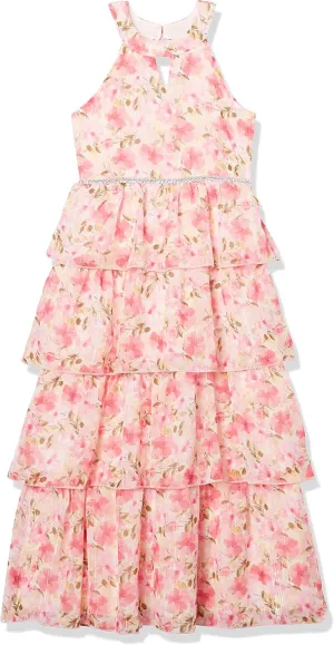 Speechless Girls' Full Length Tiered Ruffled Dress