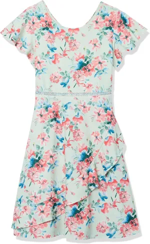 Speechless Girls' Ruffled Flutter Sleeve Dress
