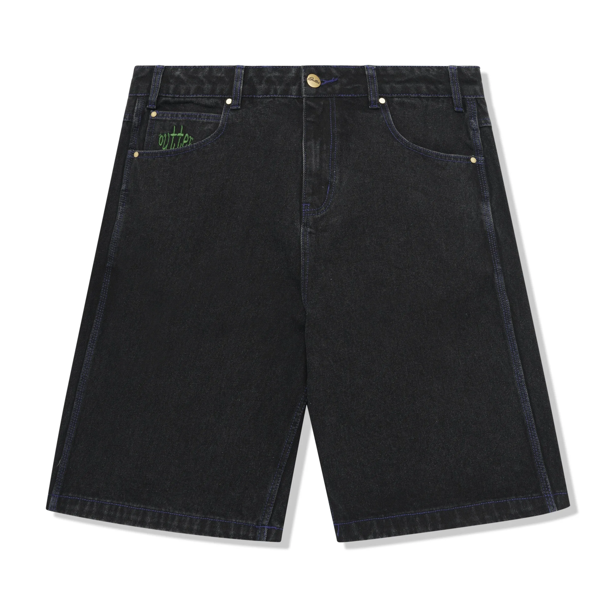 Spider Denim Shorts, Washed Black