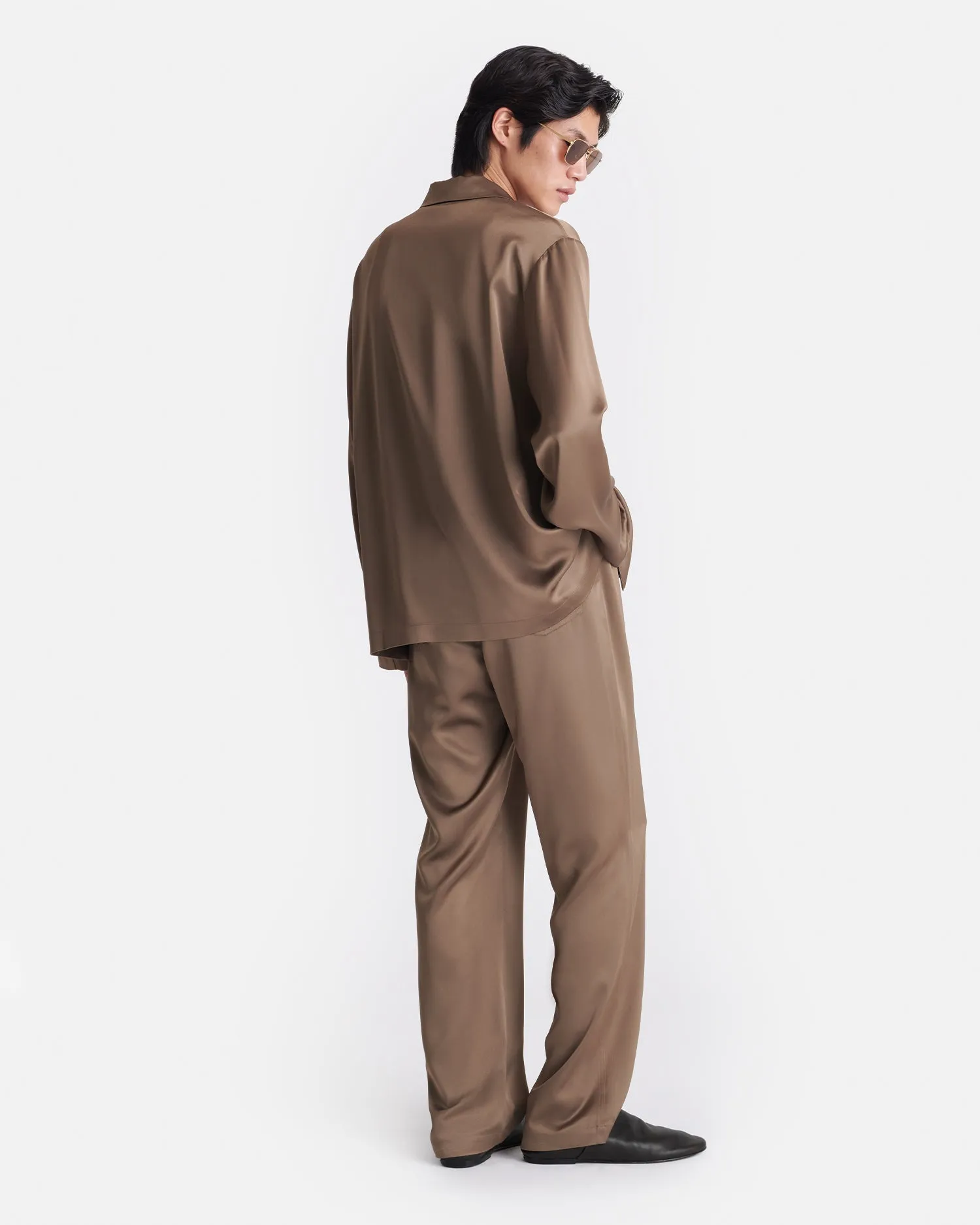 Jelmer - Slip Satin Shirt - Coffee Bean fitness enthusiasts quick dry
