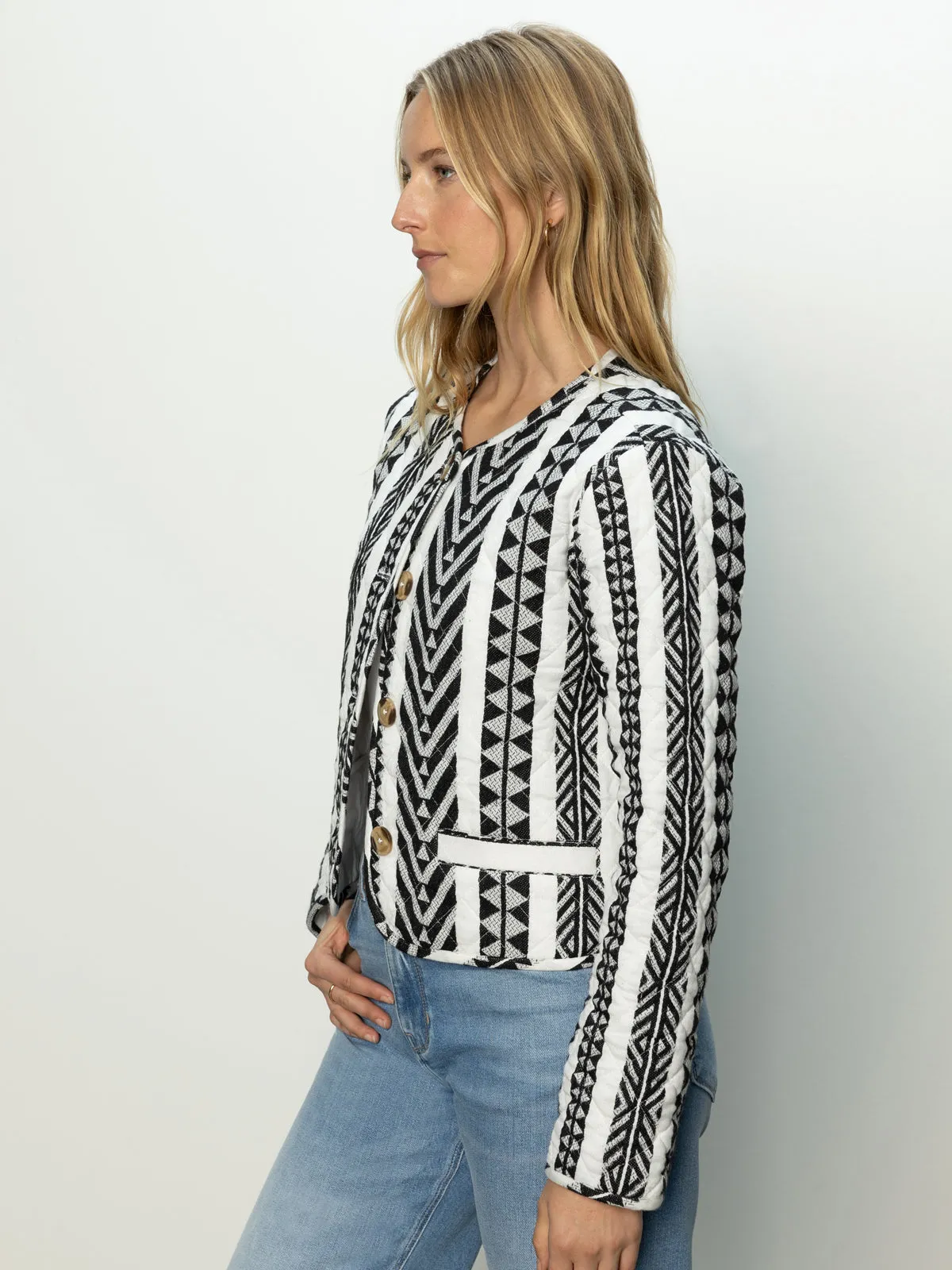Crafted Coco Jacket Crafted Stripe Stand Collar