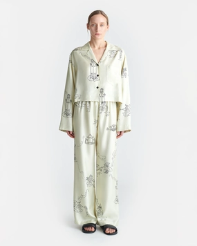 Brenda - Printed Silk Twill Pants - Folktale Tagless Labeling