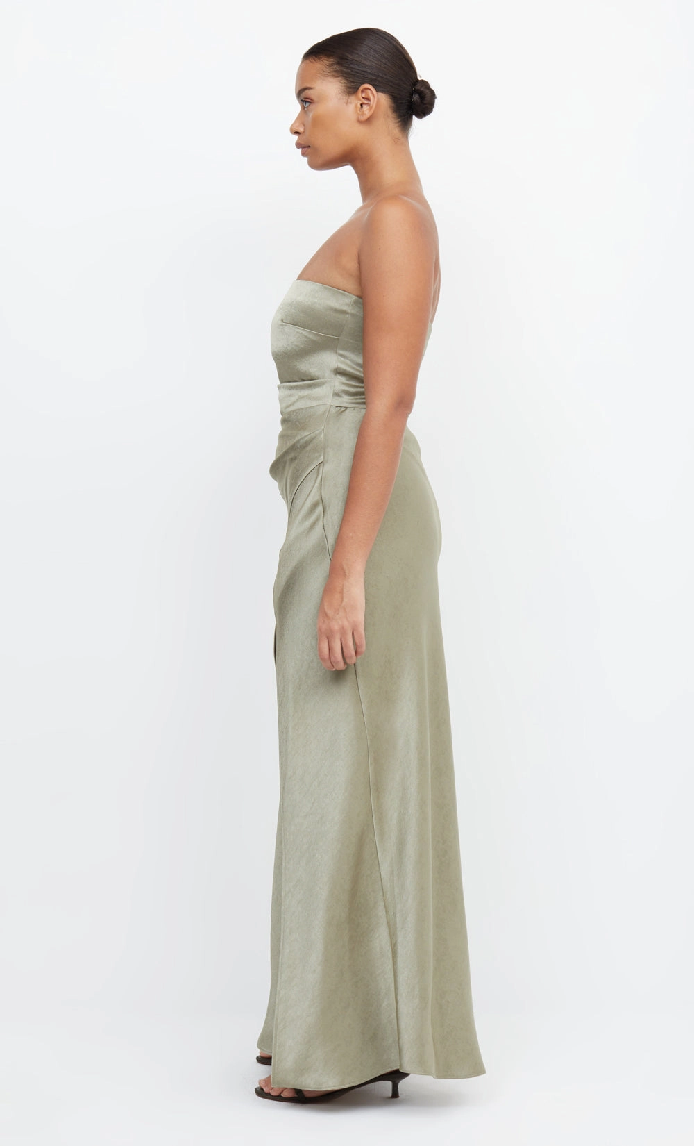 THE DREAMER STRAPLESS DRESS - SAGE Subtle Motion Flawless Waistband