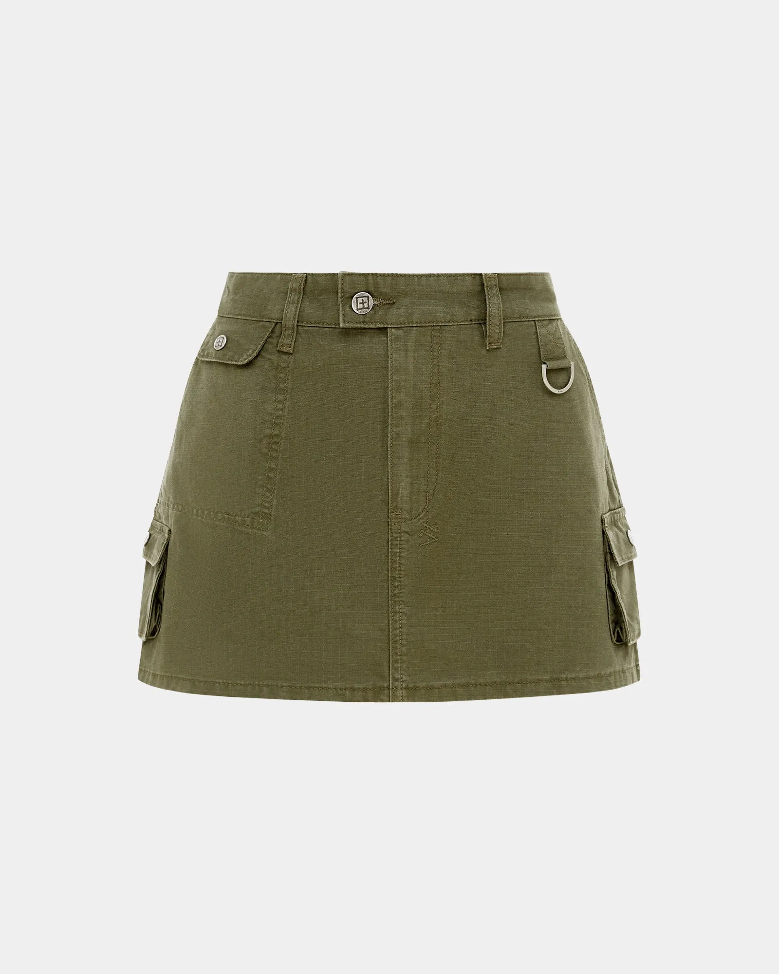 Daily Favorite Twist Front Design SQUAD MINI SKIRT KHAKI