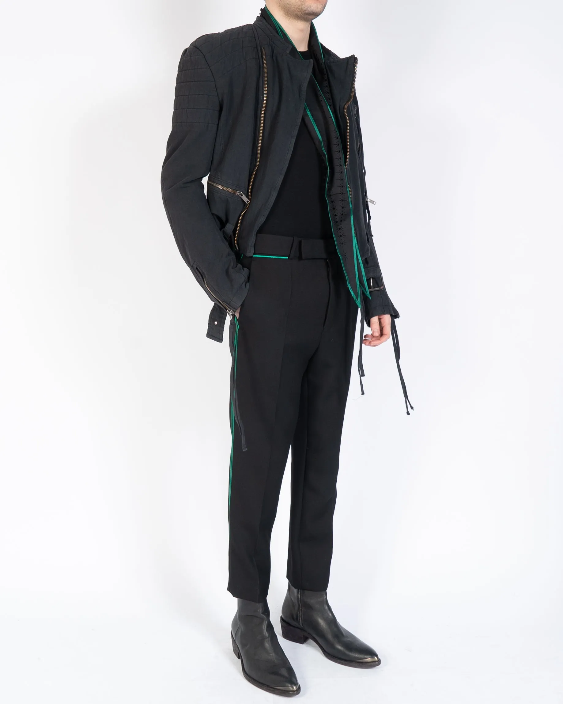 SS17 Cropped Cotton Biker Jacket