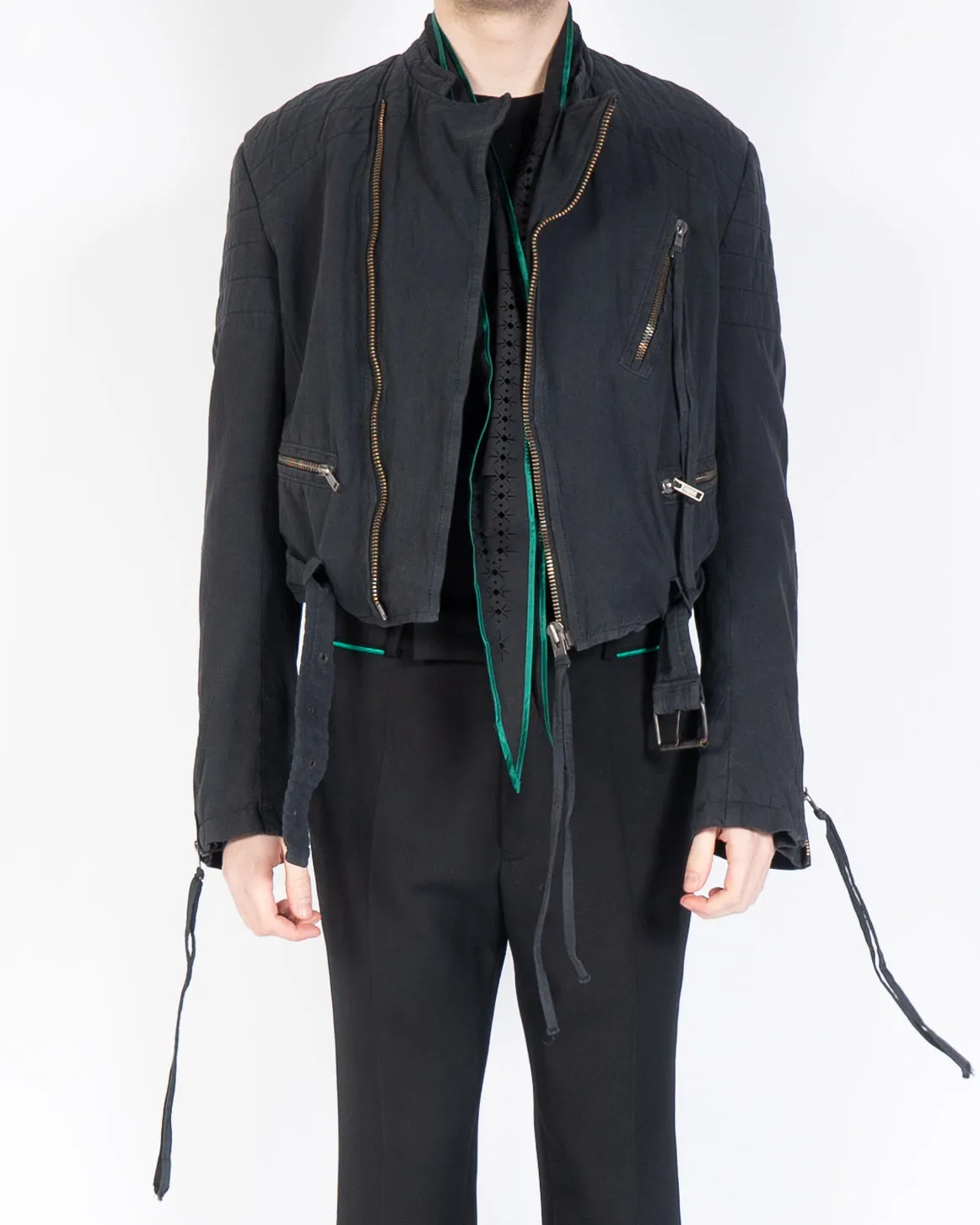 SS17 Cropped Cotton Biker Jacket