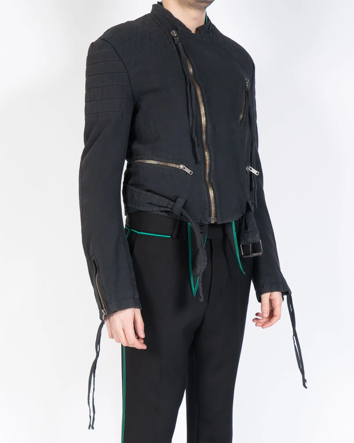 SS17 Cropped Cotton Biker Jacket