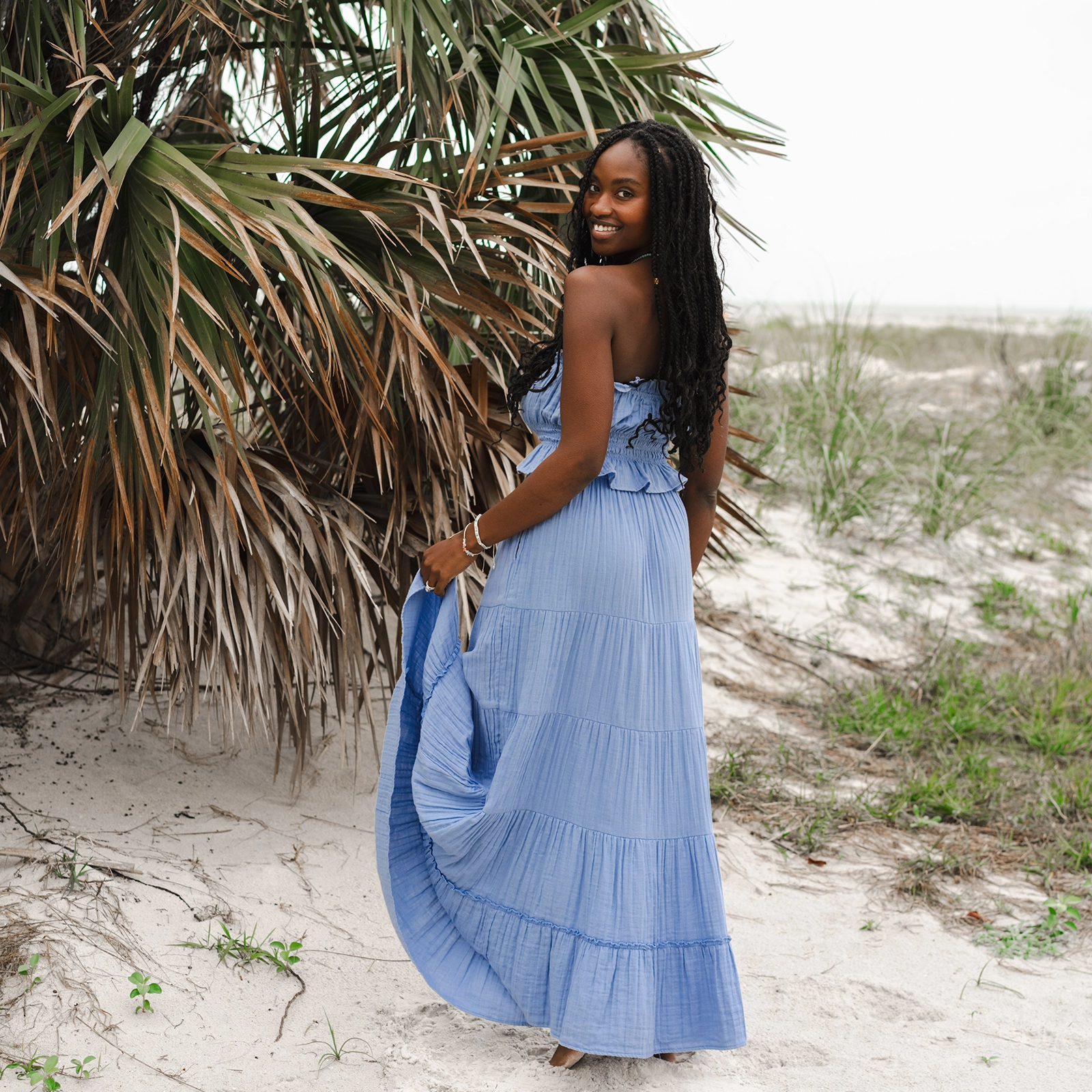 Denim Blue Coastal Tube Top & Shipwrecked Maxi Skirt Set Casual Wear Maxi length