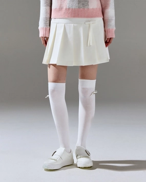 Ribbon pleated culotte pants - Ivory NoBuckleDesign Move Comfort