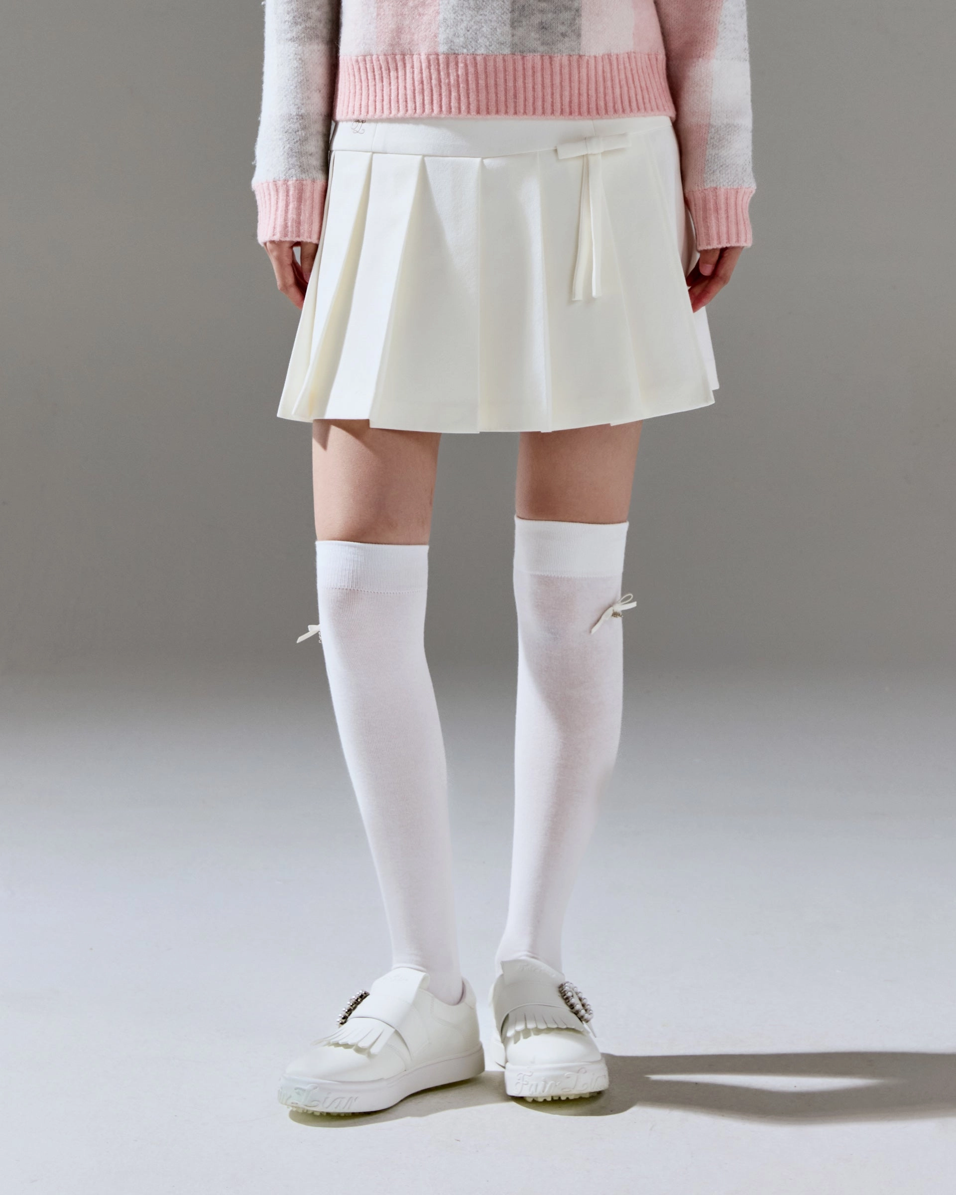 Comfy Wearable Convertible legs Ribbon pleated culotte pants - Ivory