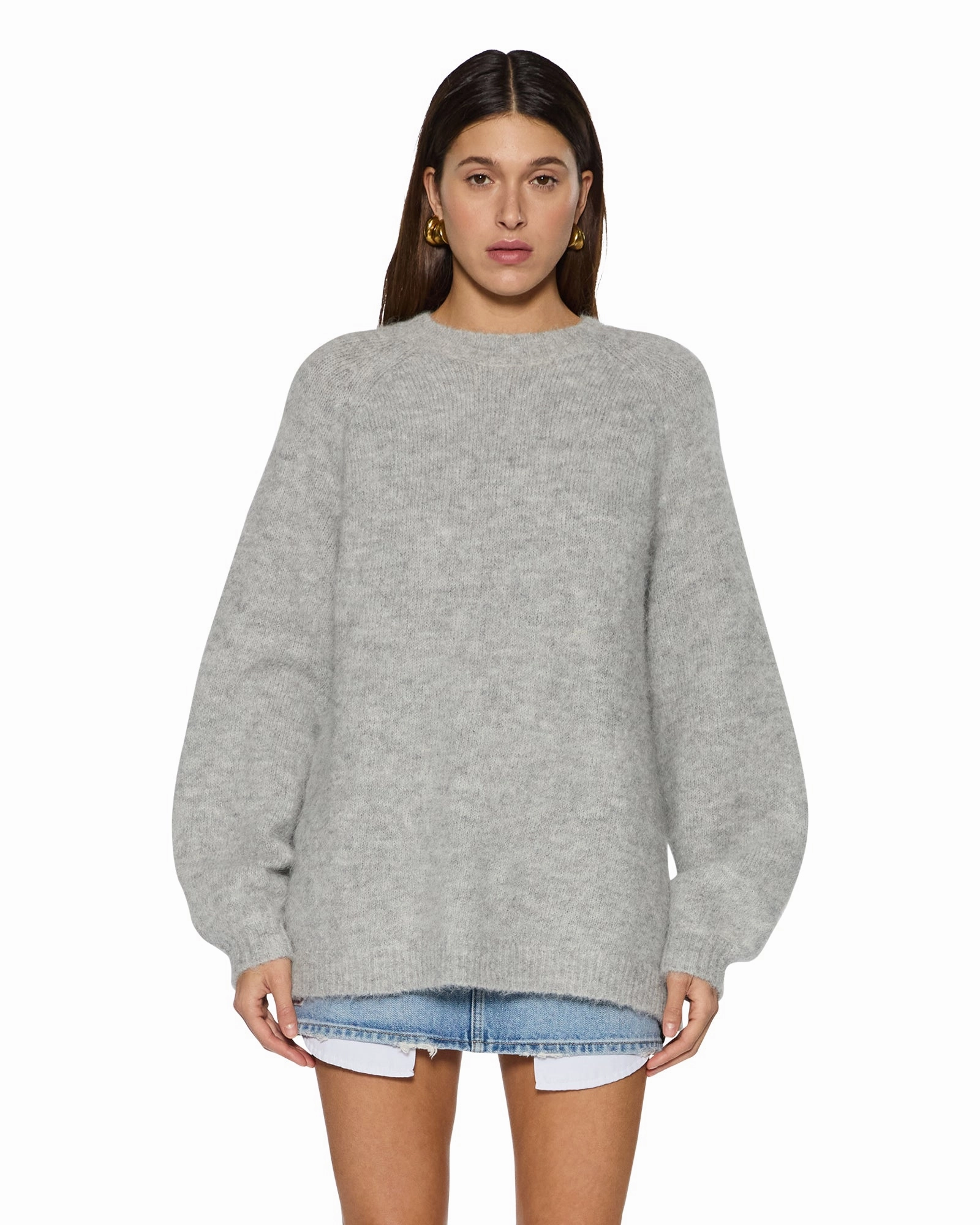 Roll Up Sleeve Design Reflective Safety Accents COSY KNIT LIGHT GREY