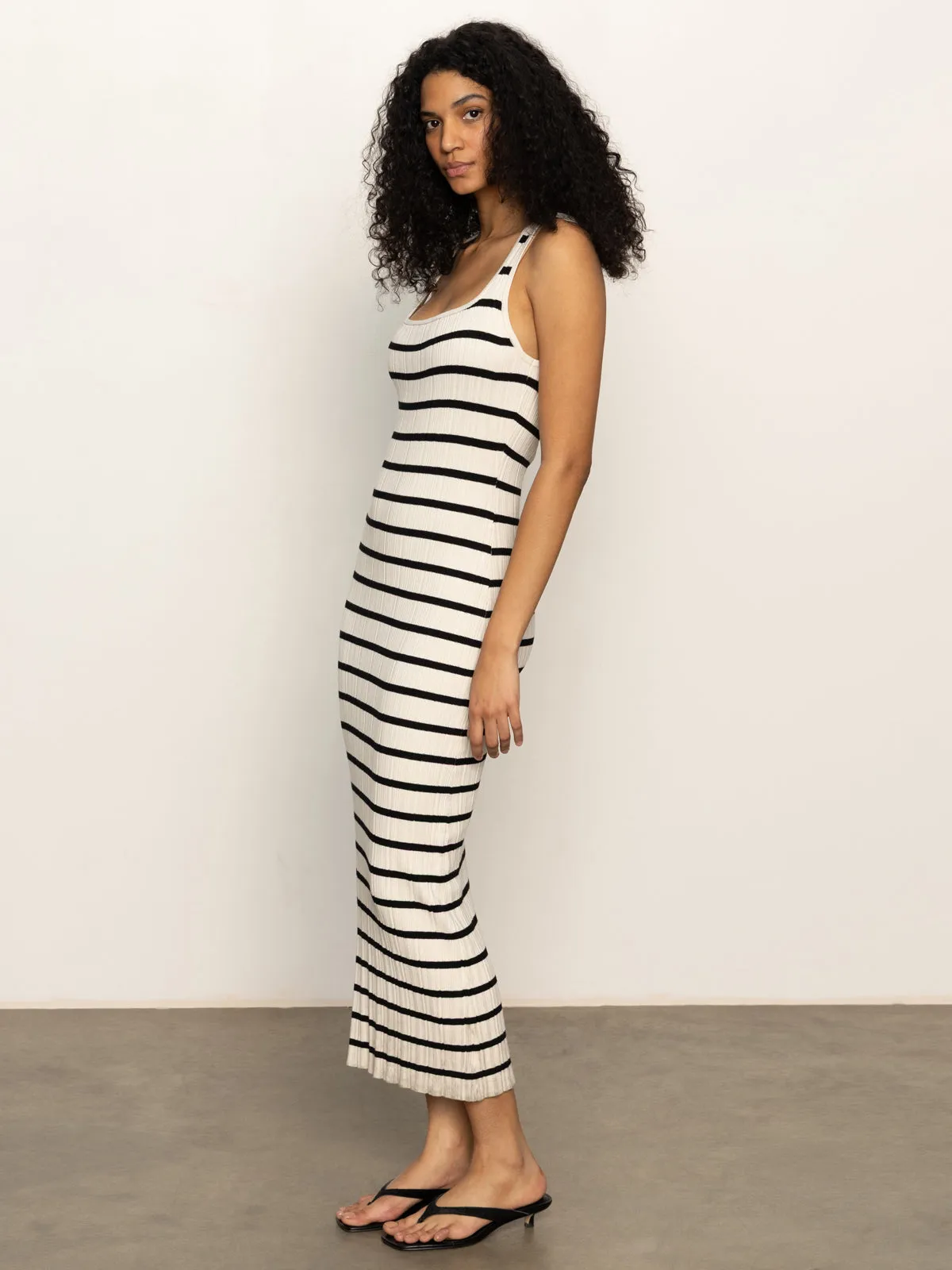 Trendy Everyday Relaxed Movement Starlit Rib Maxi Dress Light Oat/Black