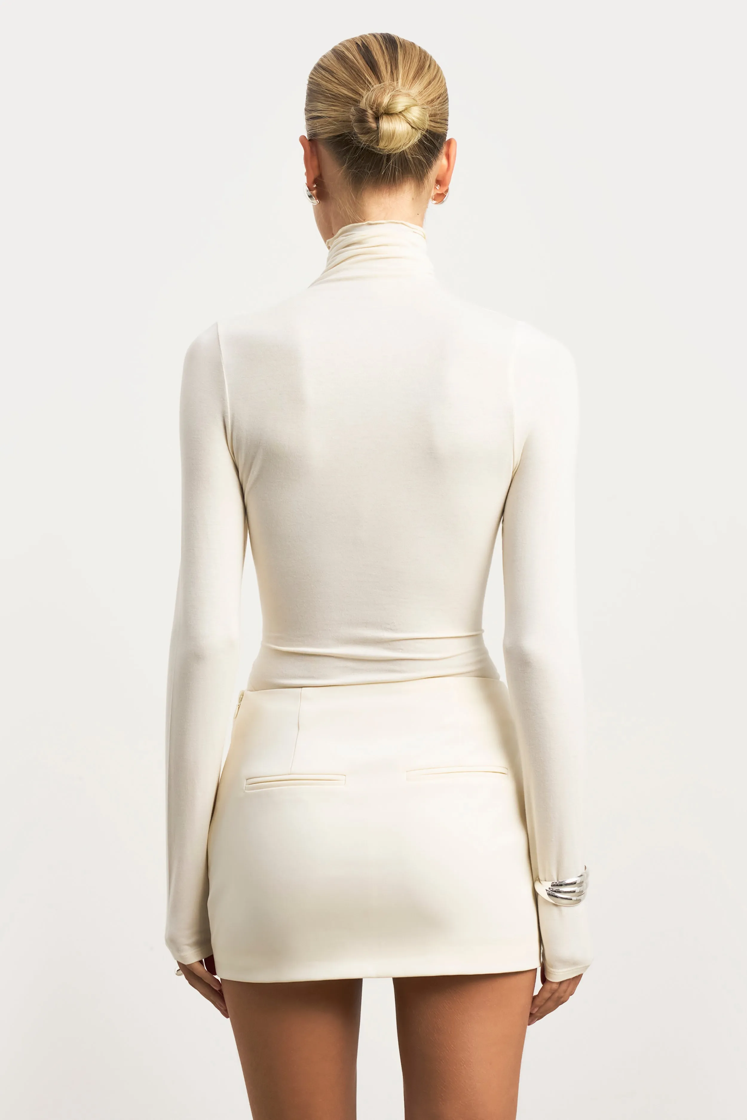 Stylist Pick Sharp Look Clean Cut Micro Skirt - Cream