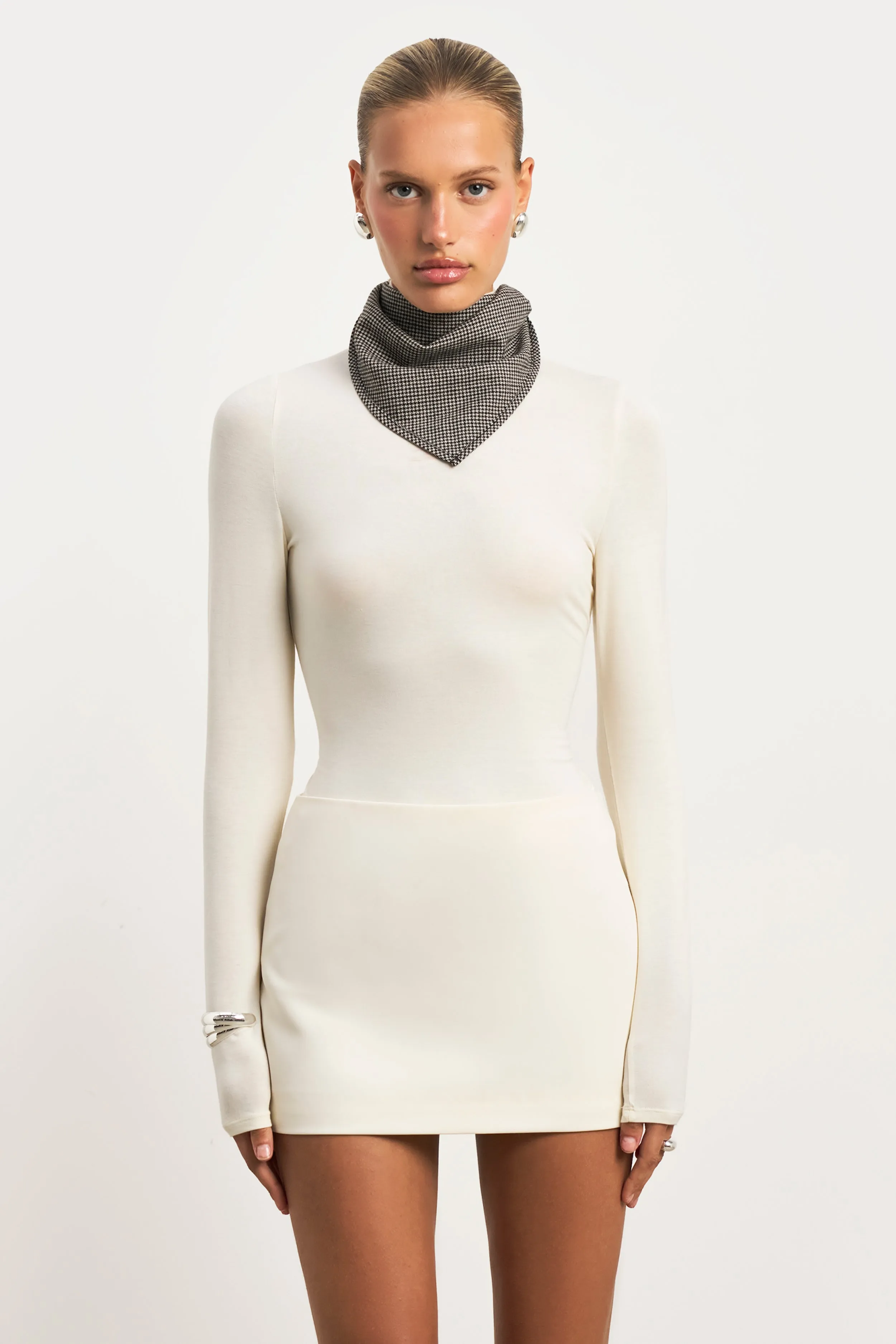 Clean Cut Micro Skirt - Cream Lined interior Artisanal Craft