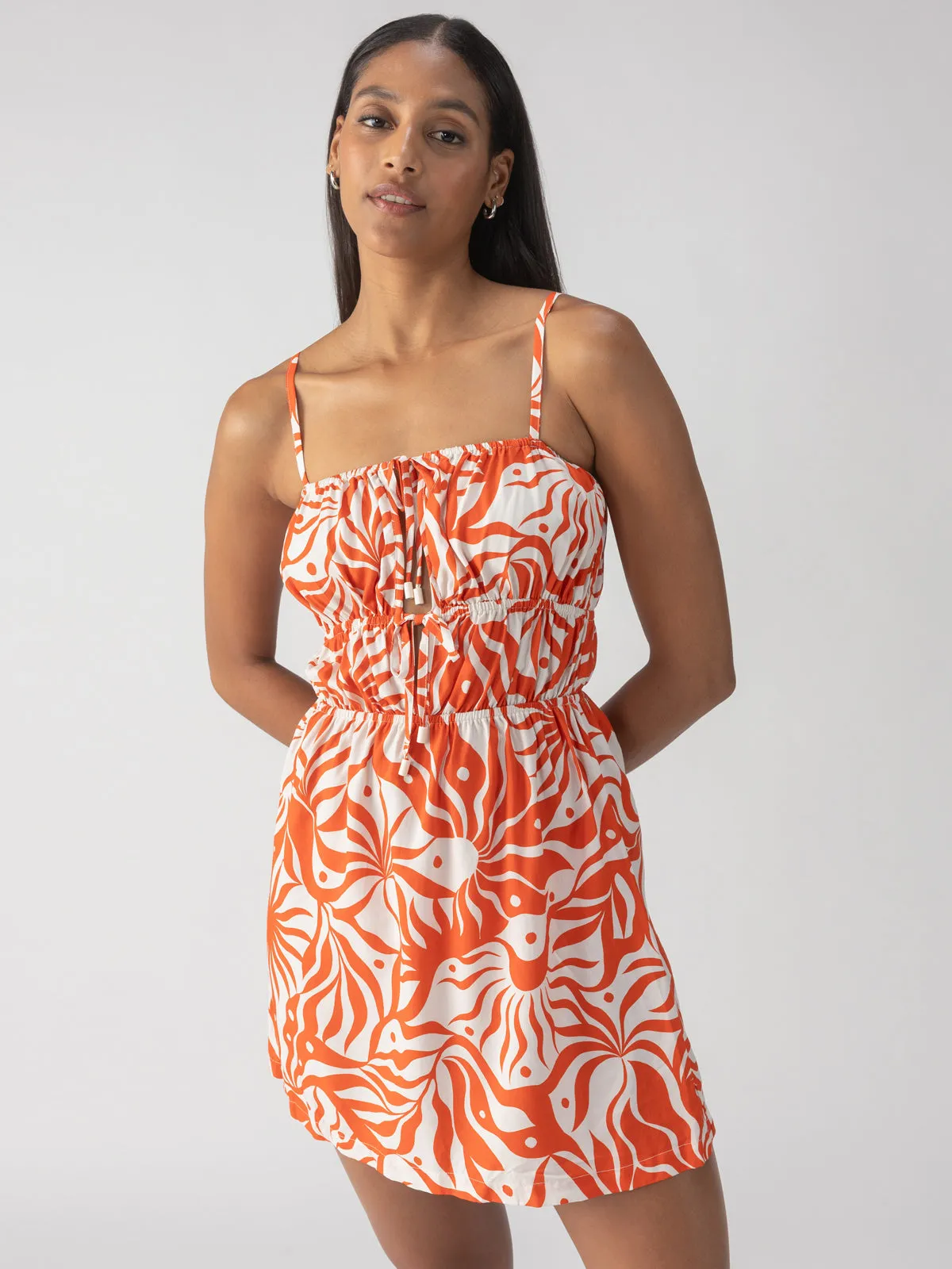 Sol Searcher Column Mini Dress White Sand Hybrid Fabric Blend