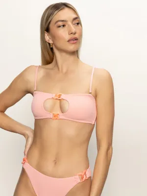Reinforced Shoulder Seams Stay Connected Bandeau Bikini Top Cherry Blossom