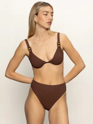 Minimalist Cuff Layered Sleeve Stay Connected Underwire Bra Espresso