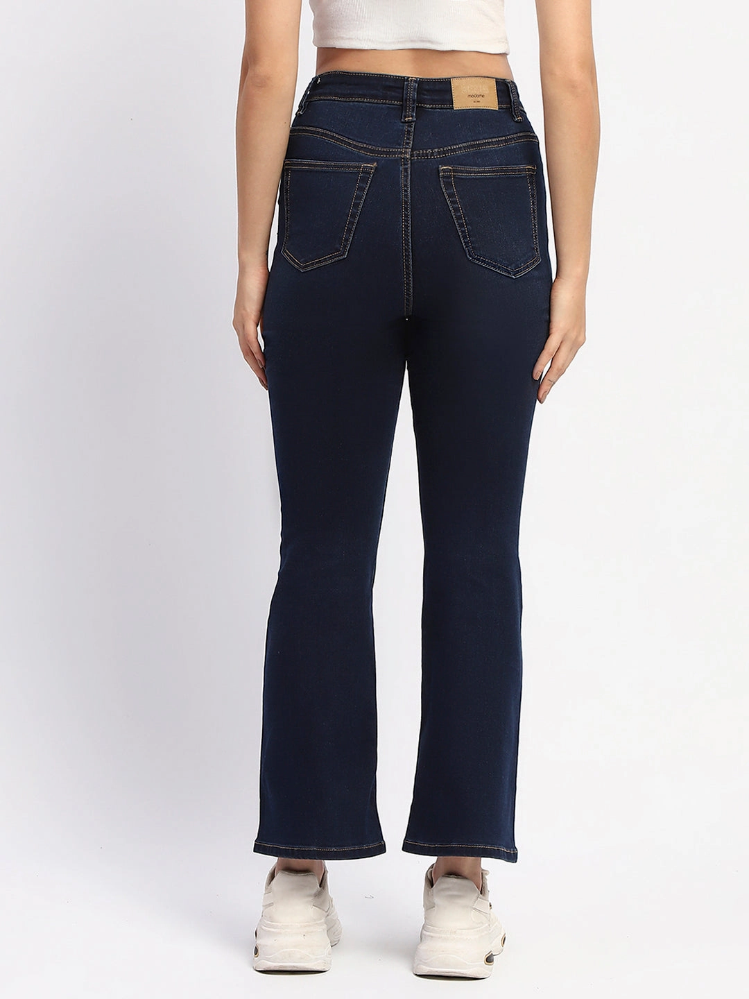 Artist Vibe Durable All Body Fit Madame Solid Blue Flared Fit Denim