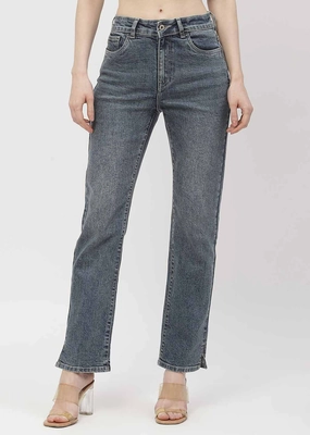 All Time Fit Madame Washed Blue Straight Fit Jeans