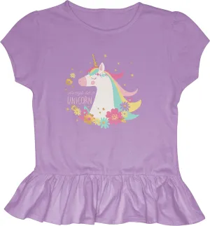 Stephen Joseph Kids' Toddler Ruffled Jersey Shirt, Unicorn, Large