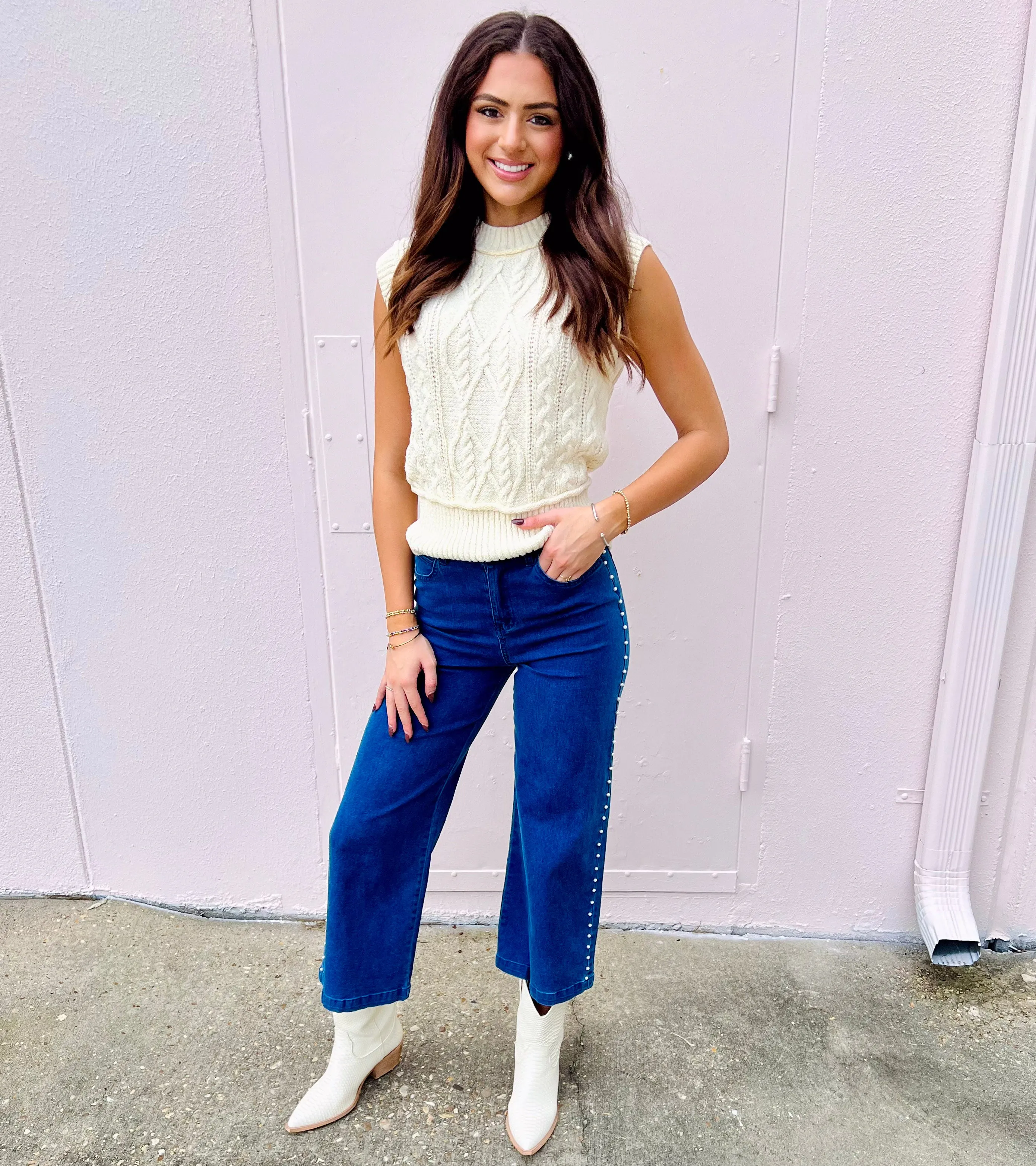 STEPPING OUT PEARL WIDE LEG DENIM