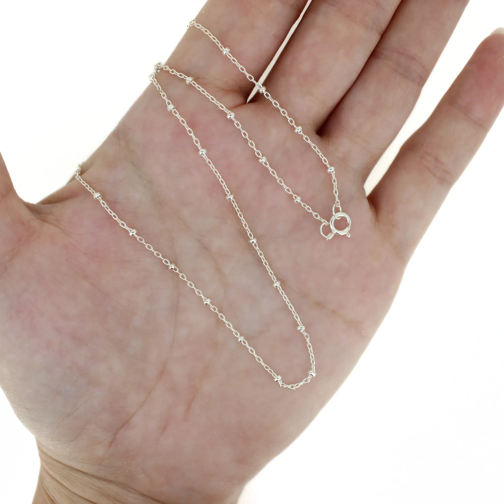Sterling Silver Satellite Chain w/ 2mm beads