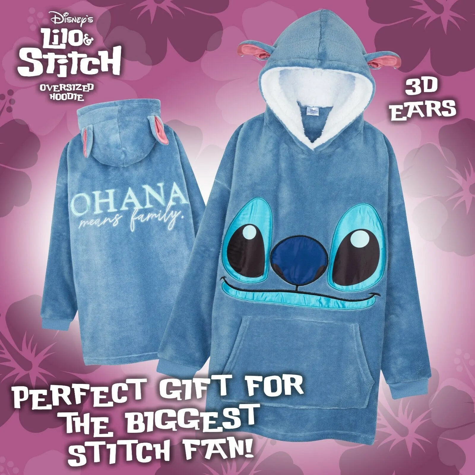 Stitch Disney Hoodie for Kids, Fleece Oversized Hoodie Blanket - Stitch