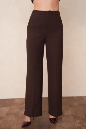 Straight Cut Pants in Winter Material Chocolate
