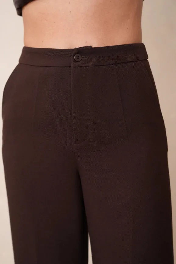Straight Cut Pants in Winter Material Chocolate