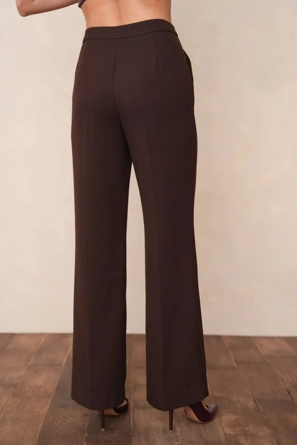 Straight Cut Pants in Winter Material Chocolate