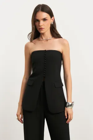 Strapless Peplum Bodice - Black SelfFabric Binding Modern Silhouette