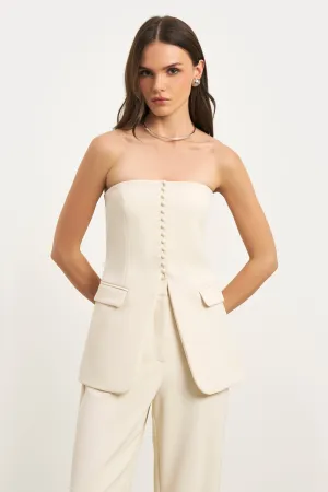 Strapless Peplum Bodice - Cream Casual Wear