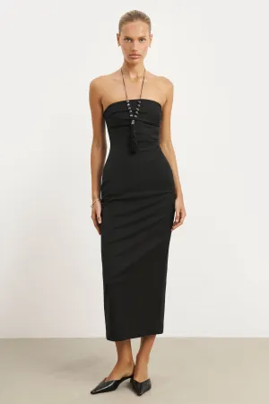 Strapless Ruched Midaxi Dress - Black Versatile dress for layering Flexible Cut