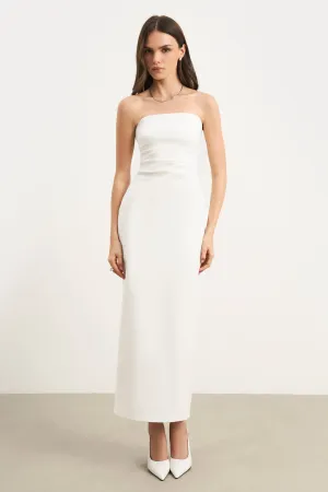 Strapless Ruched Midaxi Dress - White Style Moment Classic Layer