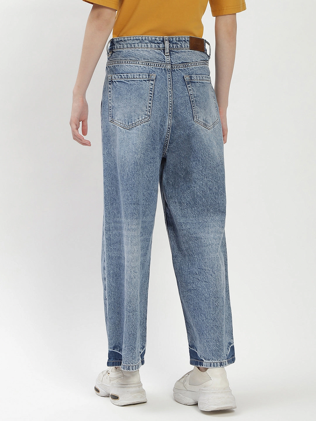 Winter Fashion Madame Blue Wide-Leg Cropped Jeans
