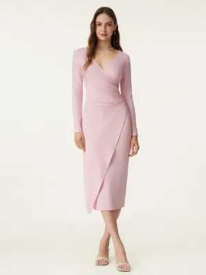 Faux Wrap Light Cotton Midi Dress Smart Casual