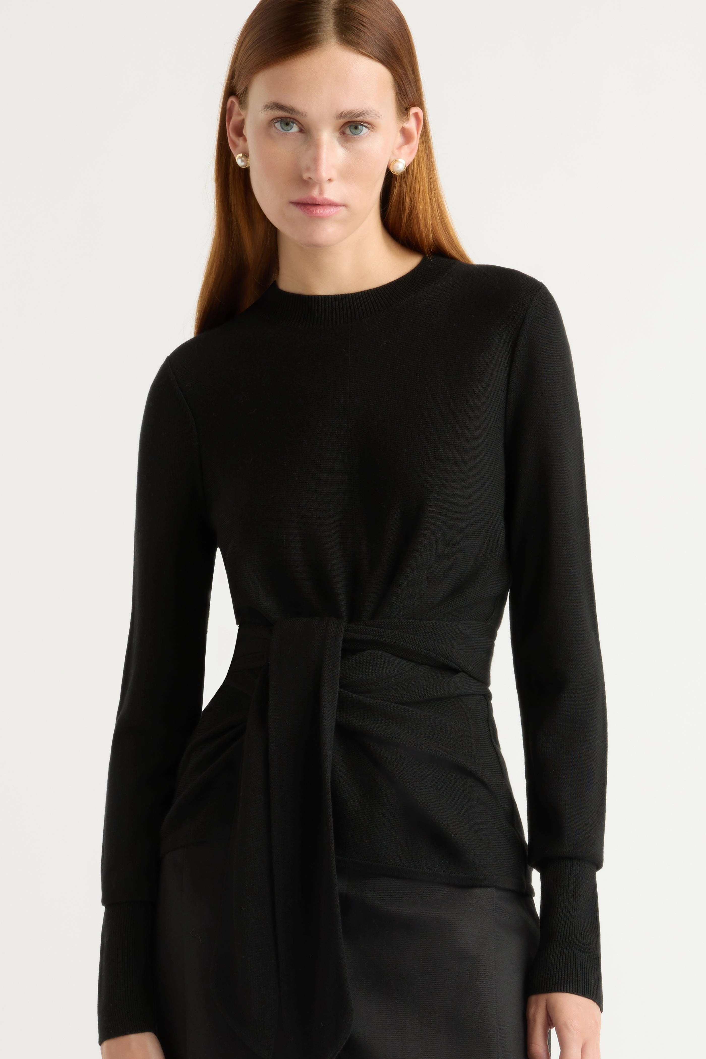 Warm Appeal Robin Tie-Front Tencel-Wool Sweater