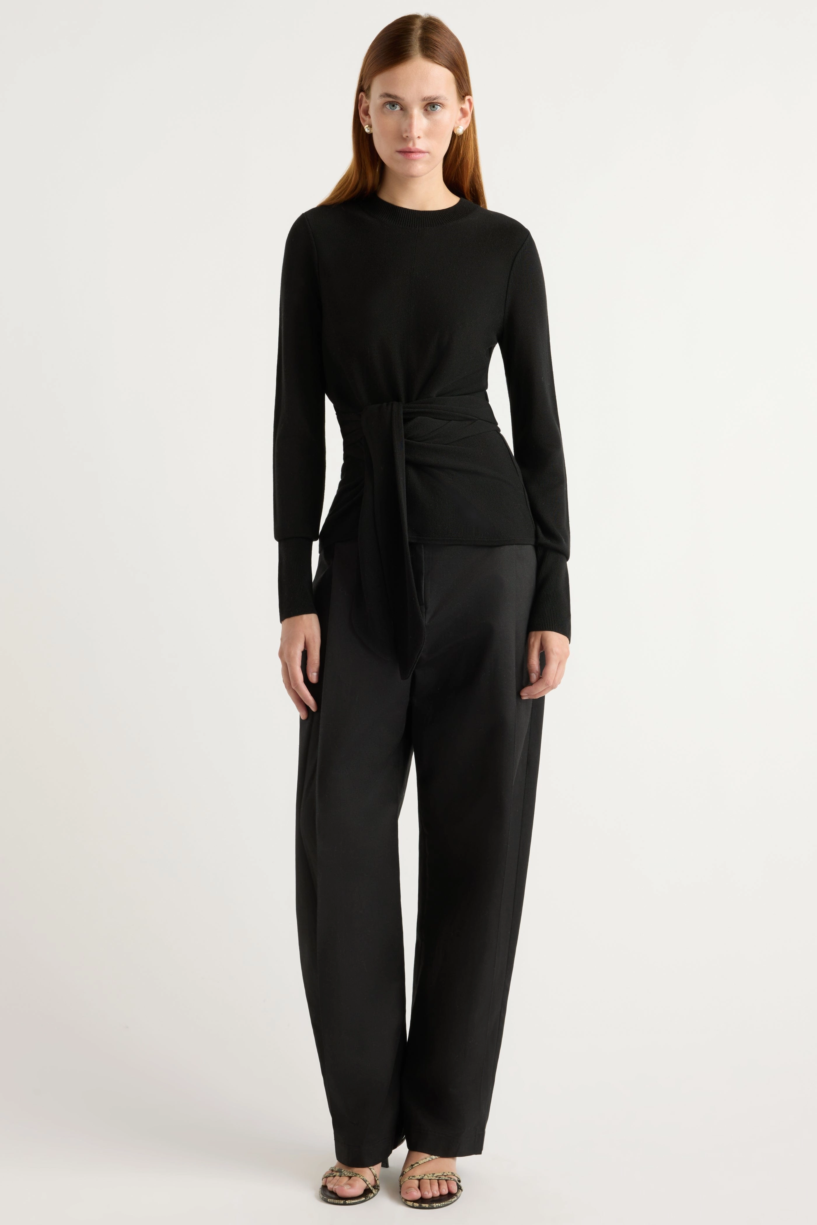 Robin Tie-Front Tencel-Wool Sweater Comfortable Choice