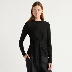 Sporty Design Robin Tie-Front Tencel-Wool Sweater