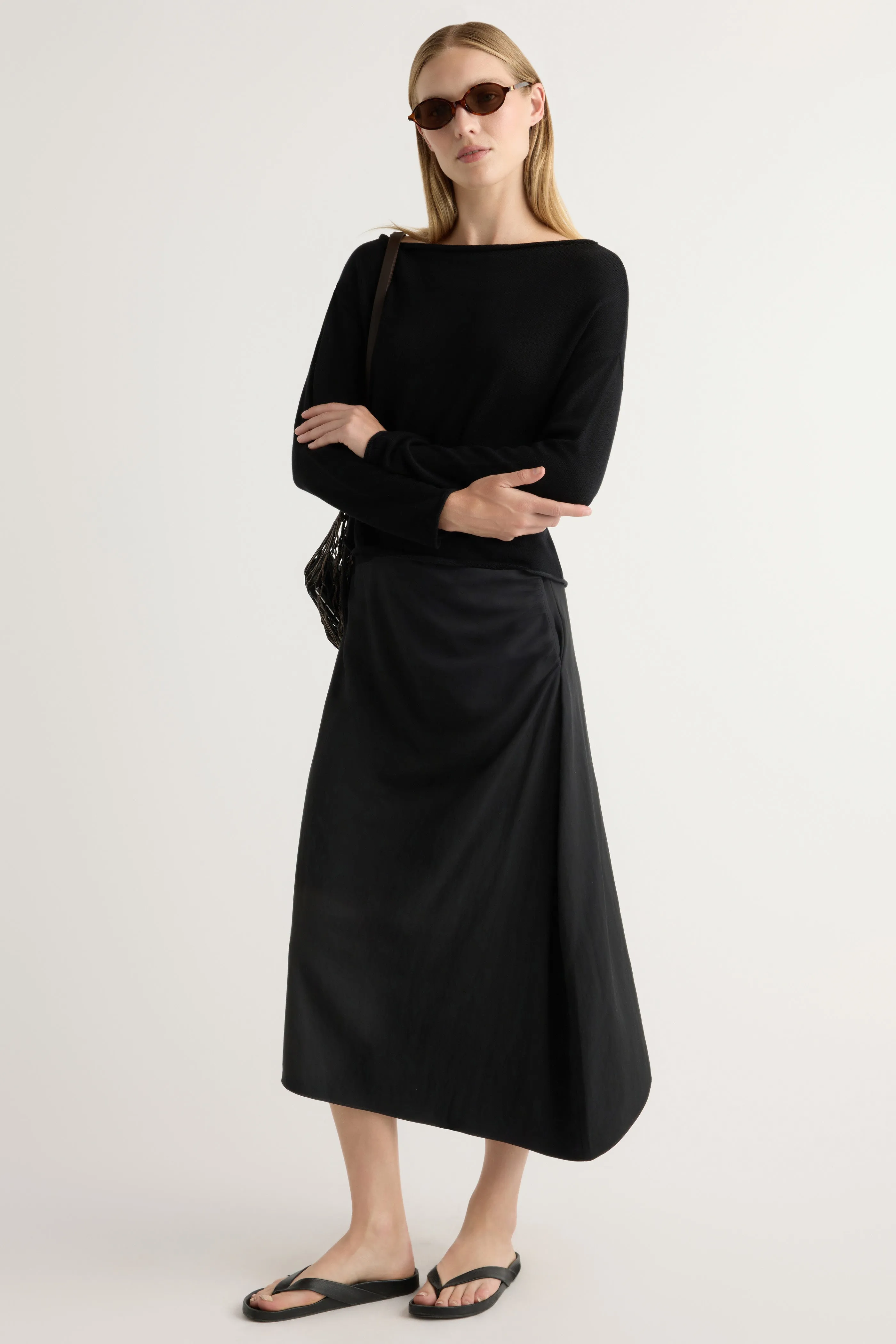 Asymmetrical Cut Daytime Look Rita Asymmetric-Hem Shirred Skirt