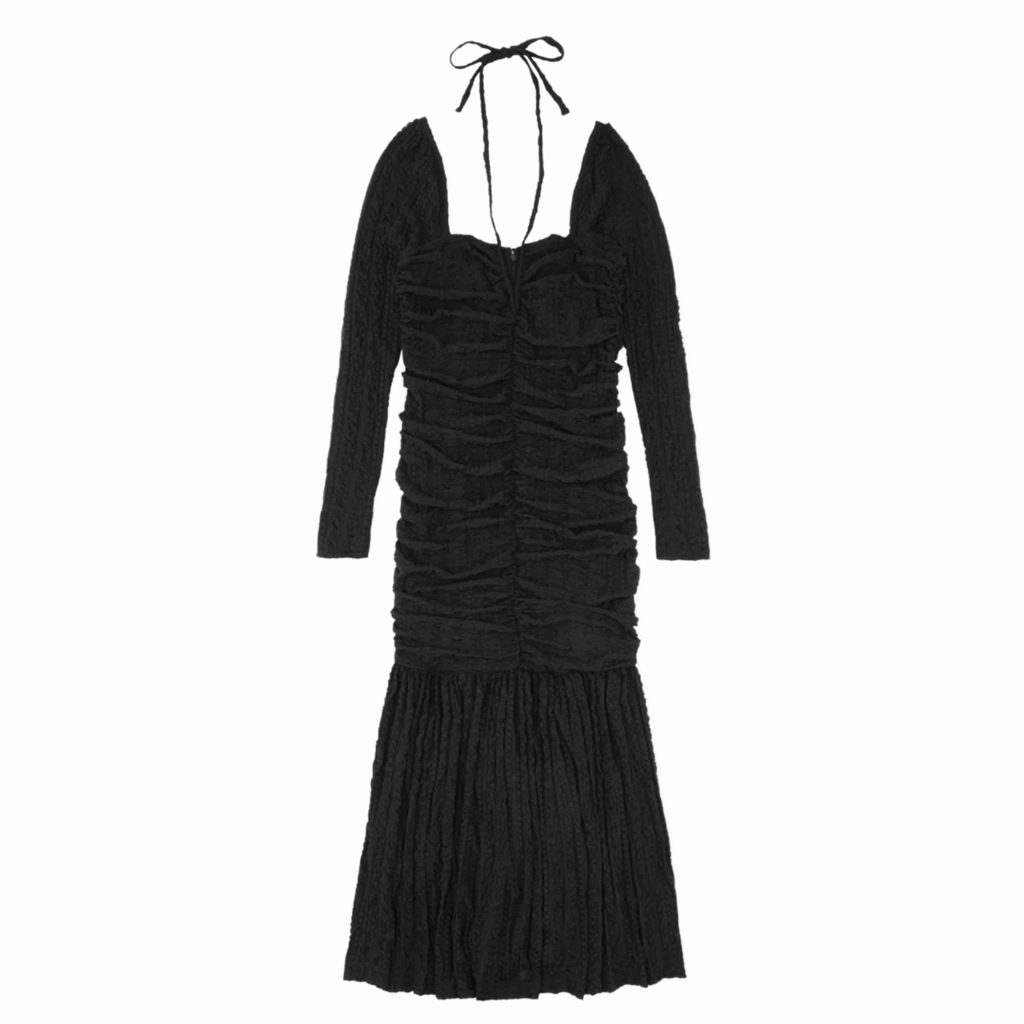 Glossy Detail breathable fabric dress Stretch Gathered Midi Dress