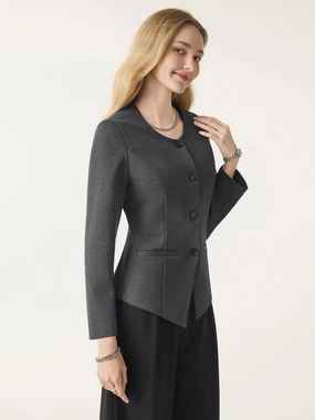 Stretch Ponte Button Front Blazer with Pockets Comfortable Design HighDensity Weave