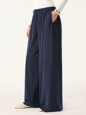 Stretch Ponte Mid Rise Palazzo Pants with Pockets Timeless Appeal Chic Design Wear