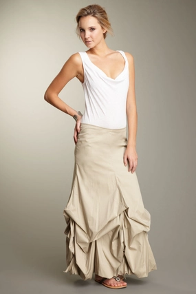 Stretch Poplin Balloon Skirt - Khaki Photoshoot Ready